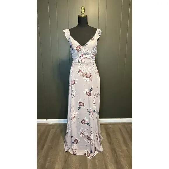 NWT Charlotte Russe Lavender Purple‎ Floral Maxi Dress Elegant S Small - Picture 1 of 7